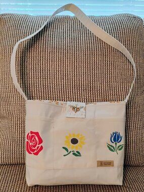 Pockets Galore-12 pocket tote bag-hand painted-hand crafted-bee closure